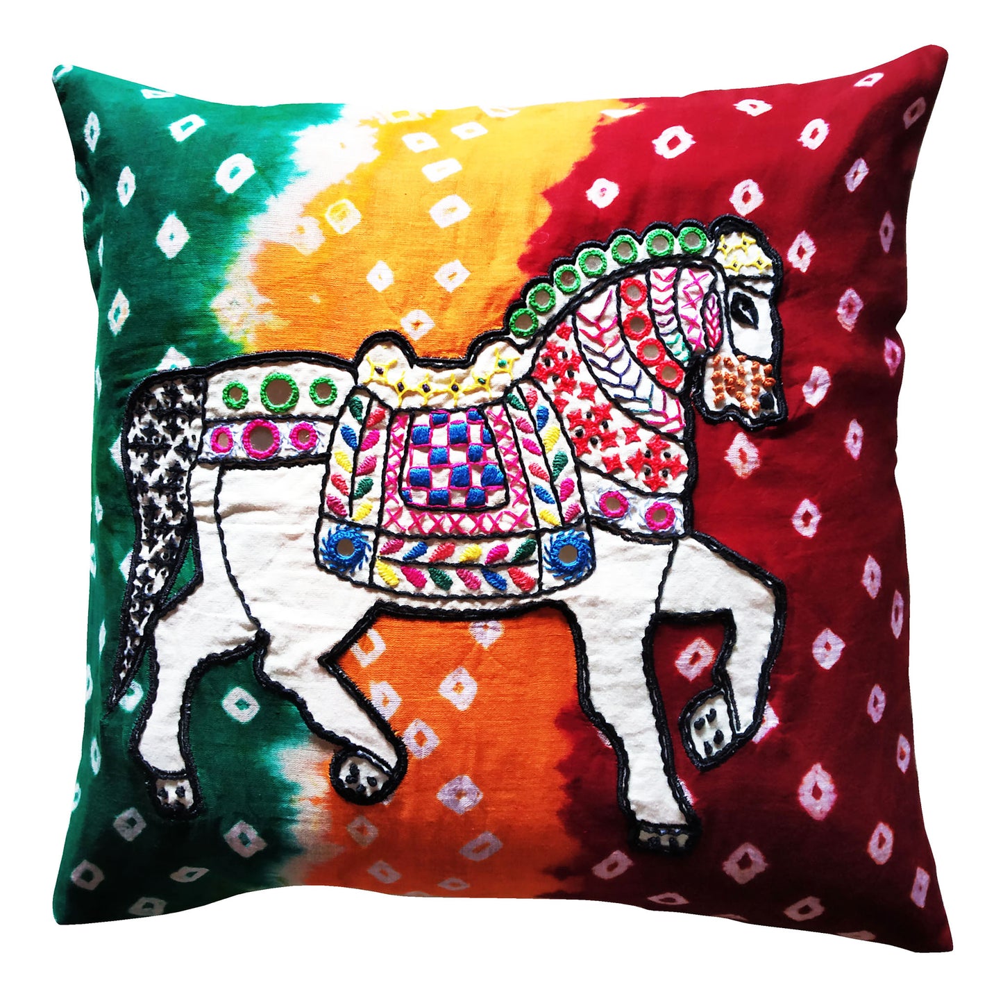 Bandhej Horse Cushion Cover