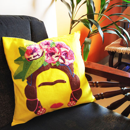 Yellow Frida Cushion Cover