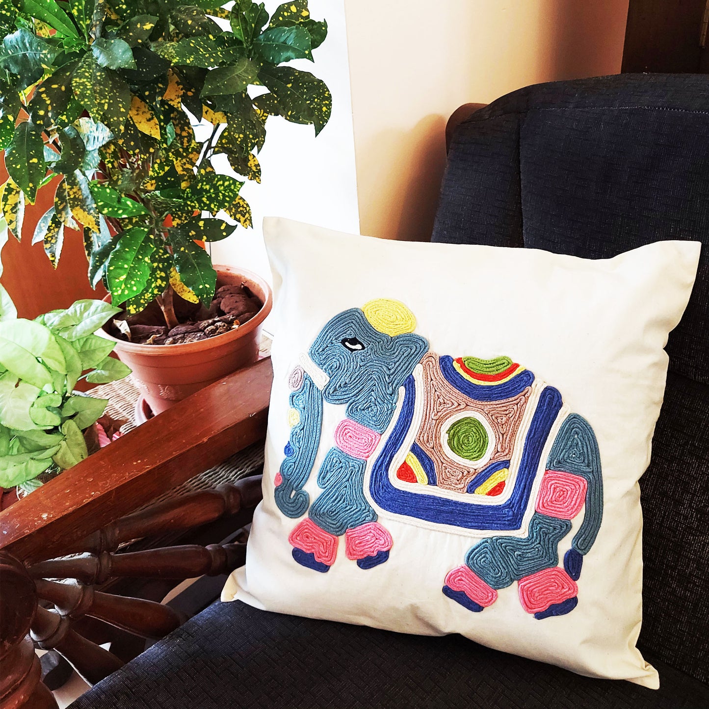 Rajasthani Elephant Cushion Cover