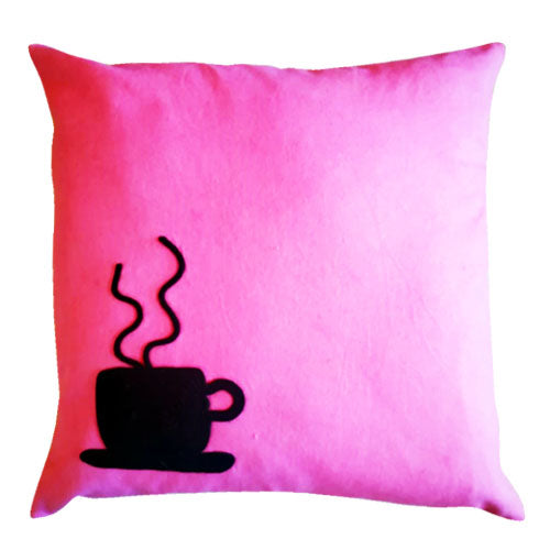 Pink Coffee Cushion Cover