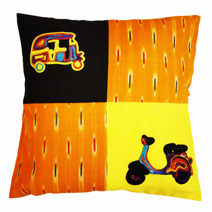 Auto Scooty Ikat Cushion Cover