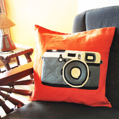 Orange Camera Cushion Cover