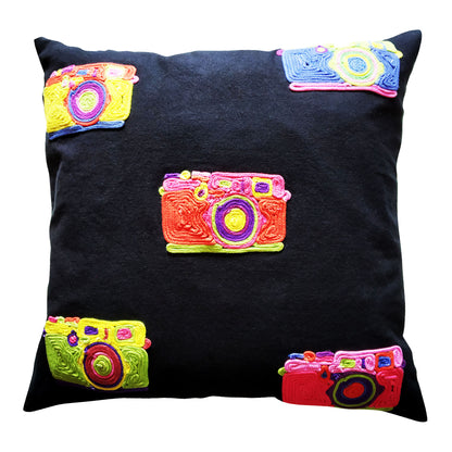 Multicolor Camera Cushion Cover