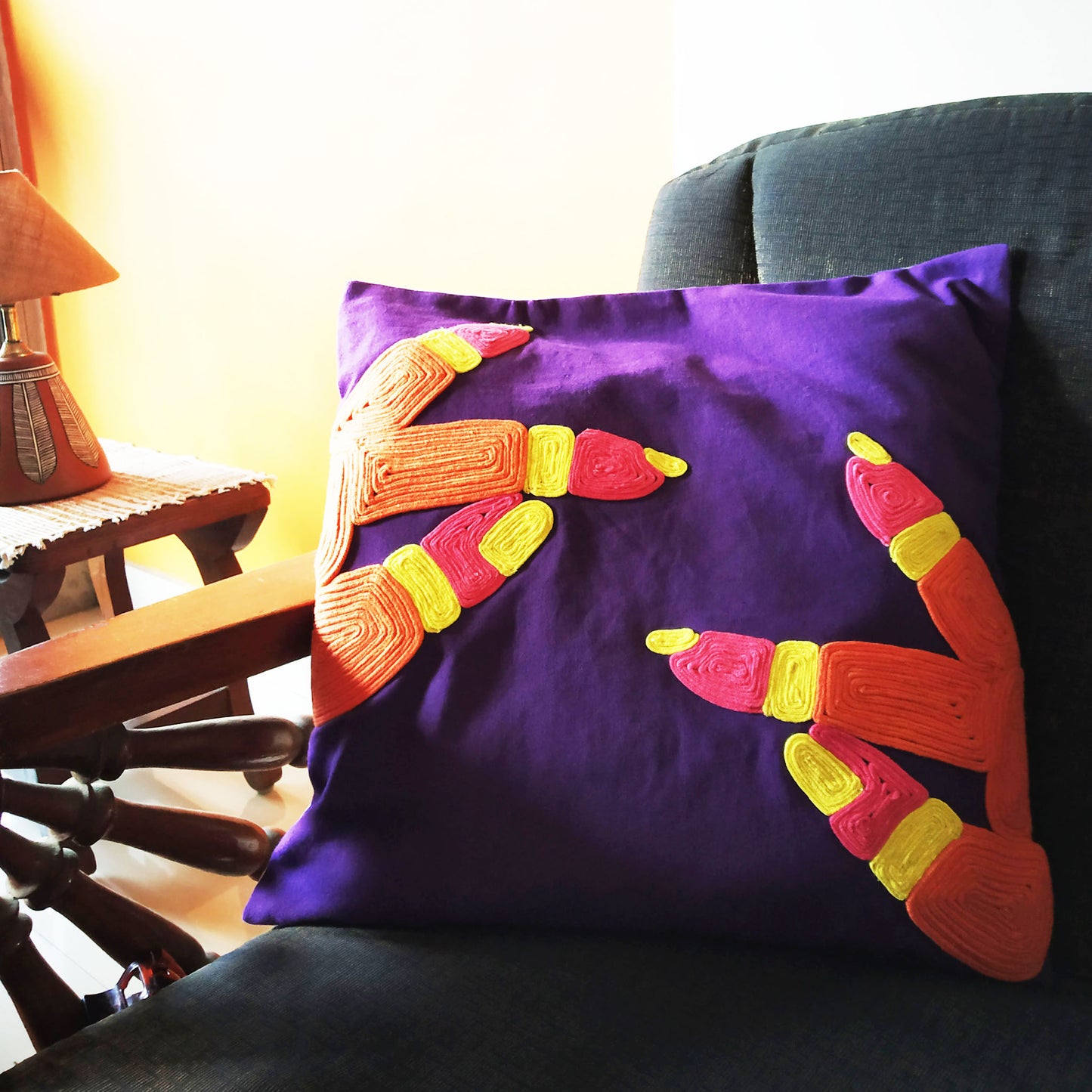 Purple Mudra Cushion Cover