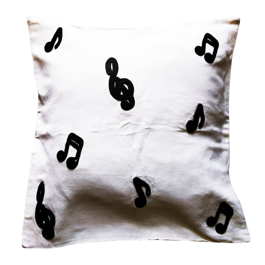 Black Music Note Cushion Cover