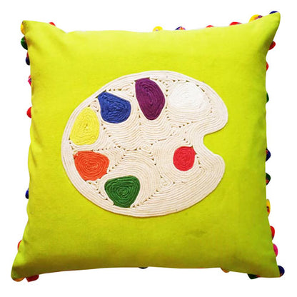 Lime Art Palette Cushion Cover