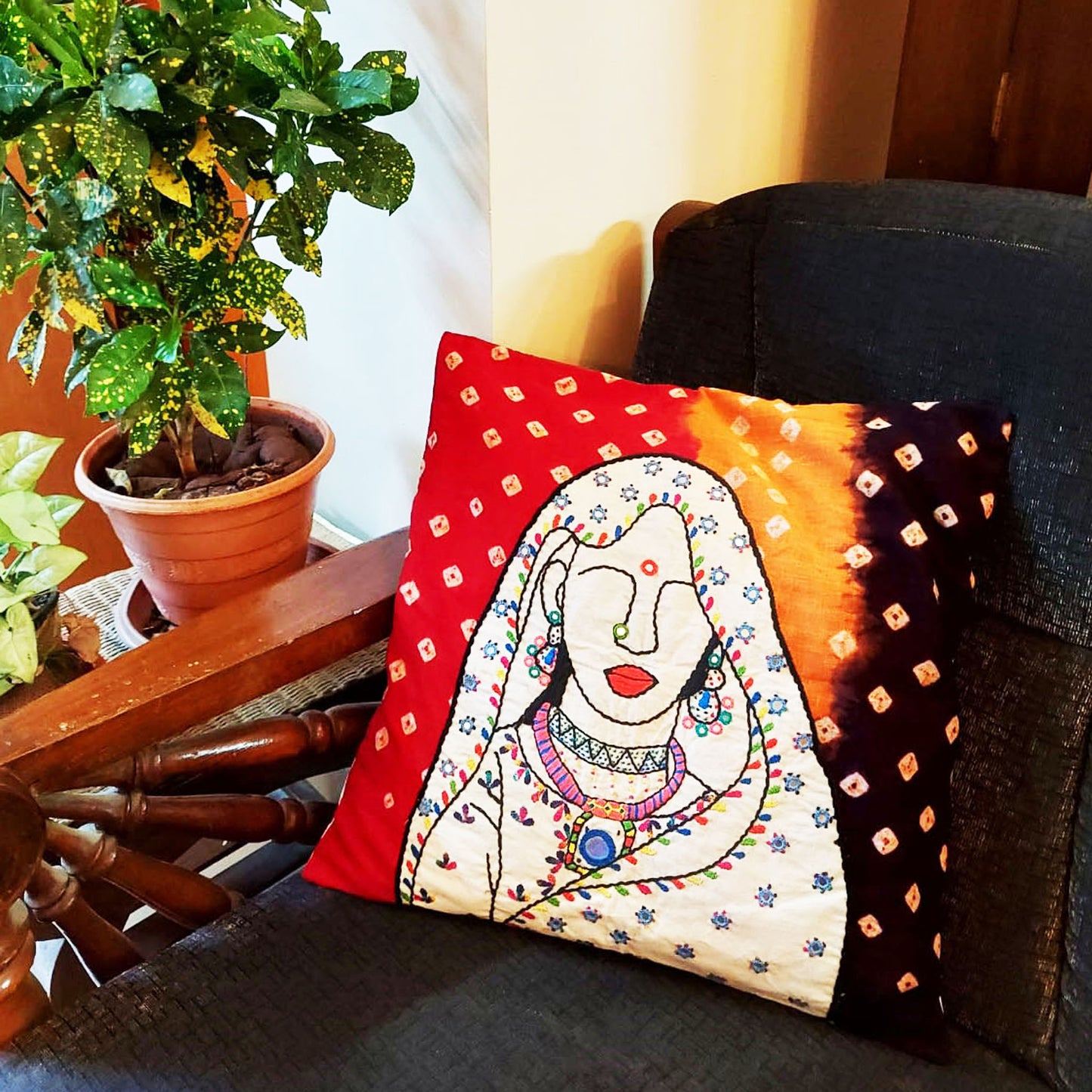 Rabari Woman Cushion Cover