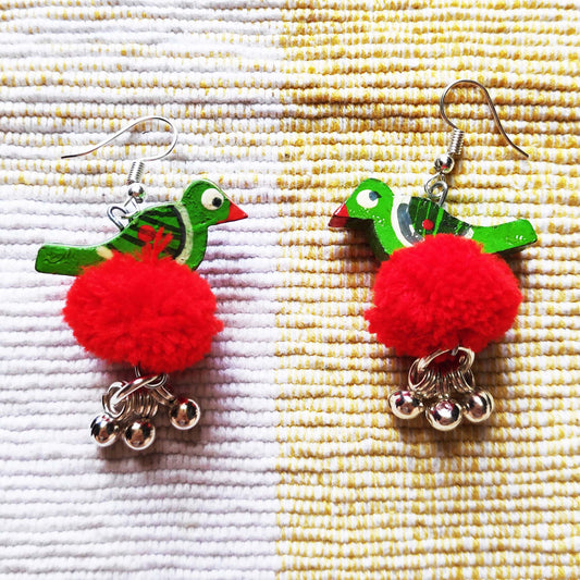 Green Birdie Earrings