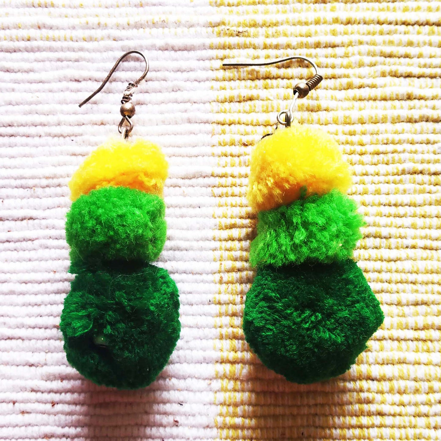 Leafy Pompom Earrings