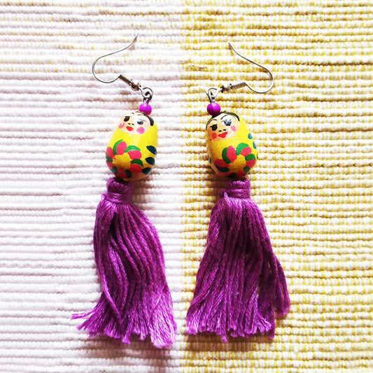 Yellow Doll Tassel Earrings