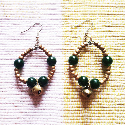 Green Hoop Earrings