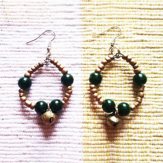 Green Hoop Earrings