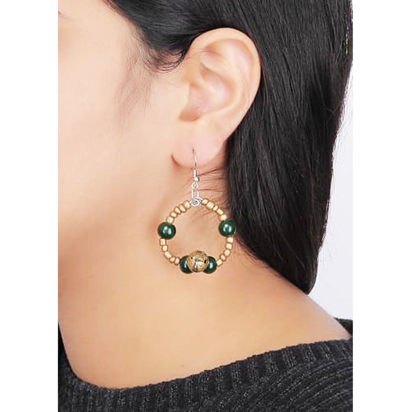 Green Hoop Earrings