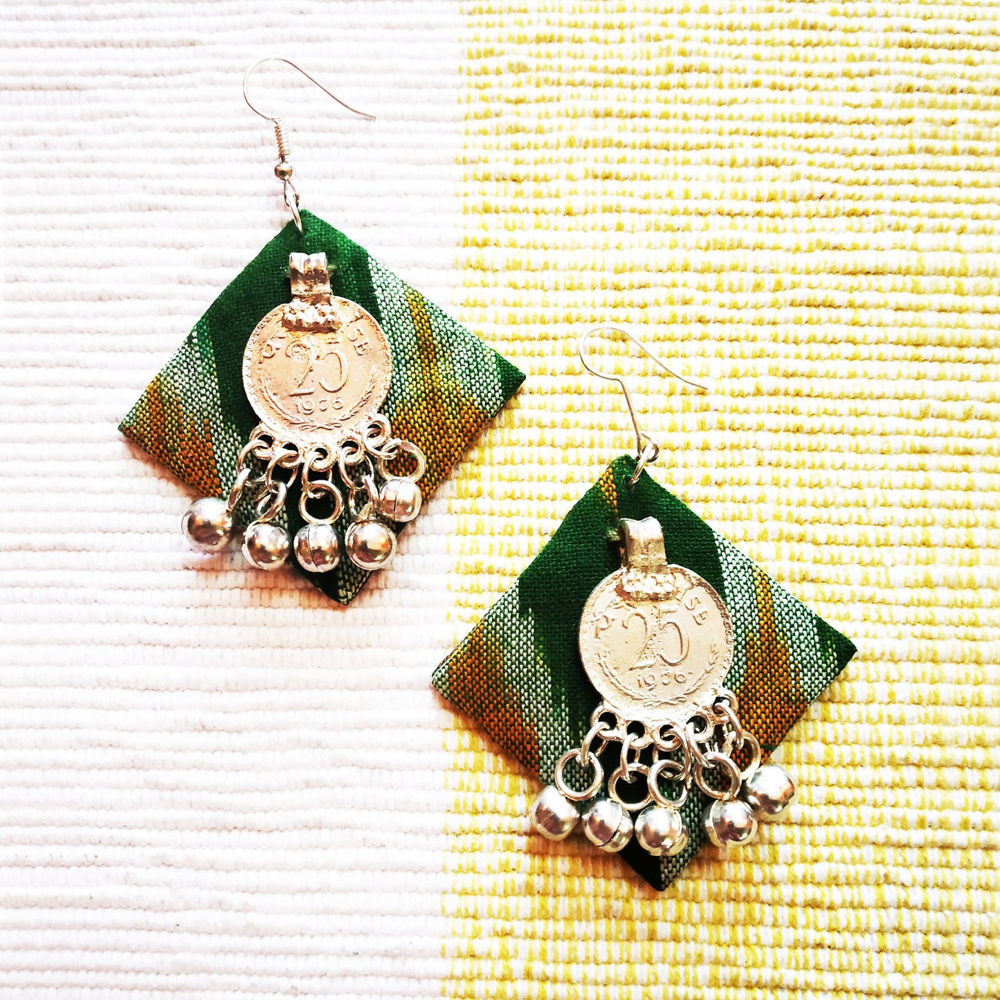 Earthy Green Ikat Earrings