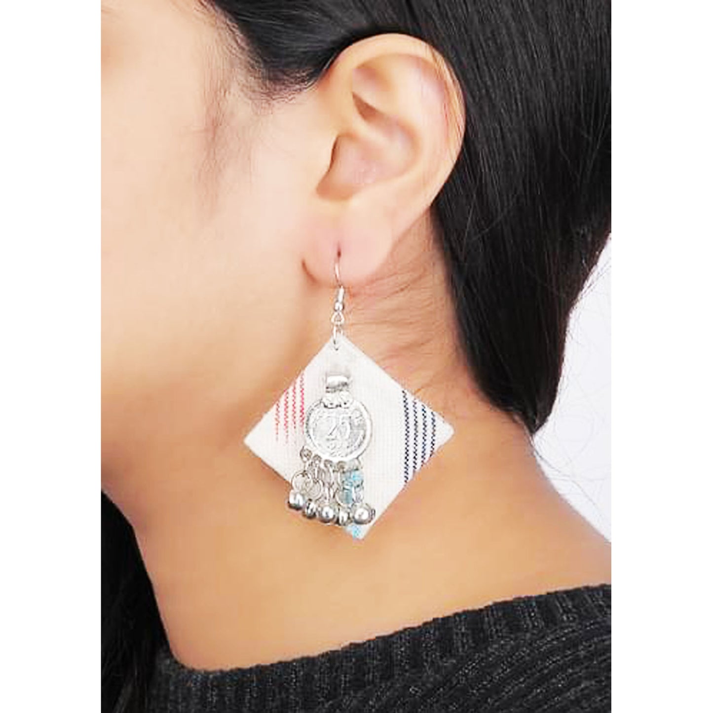 Serene White Ikat Earrings