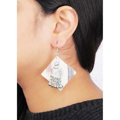 Serene White Ikat Earrings