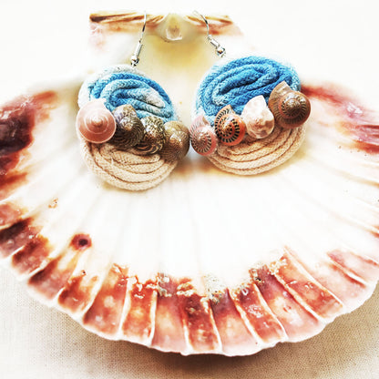 Ocean Blue Shell Earrings