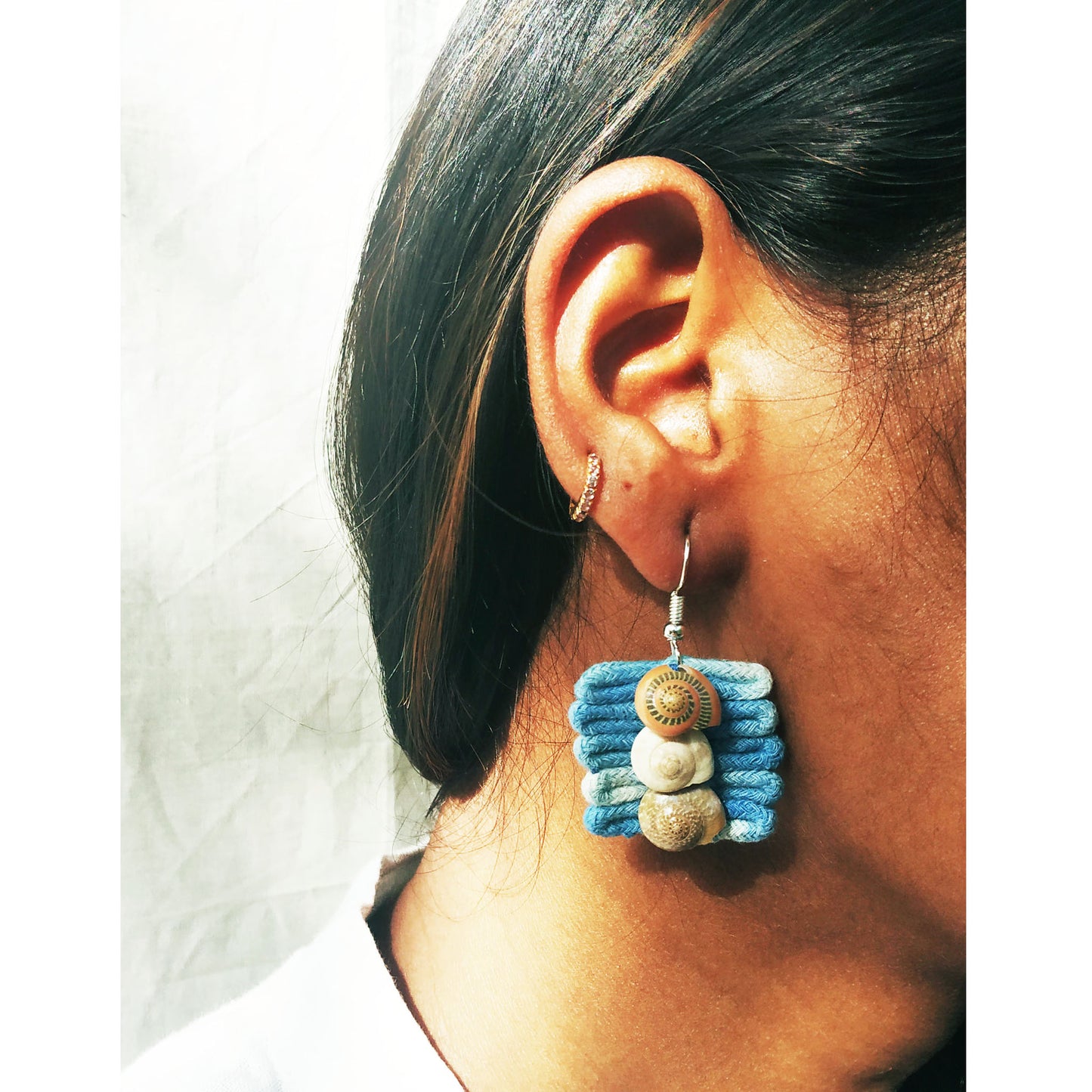 Shaded Blue Shell Earrings