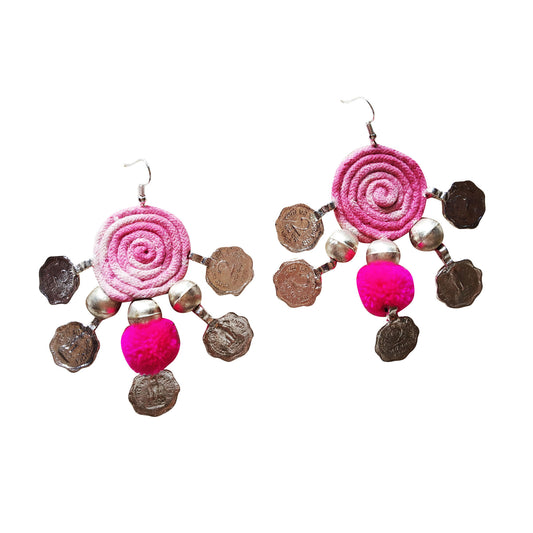 Chirpy Pink Coin Earrings