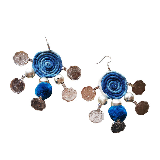 Cool Blue Coin Earrings