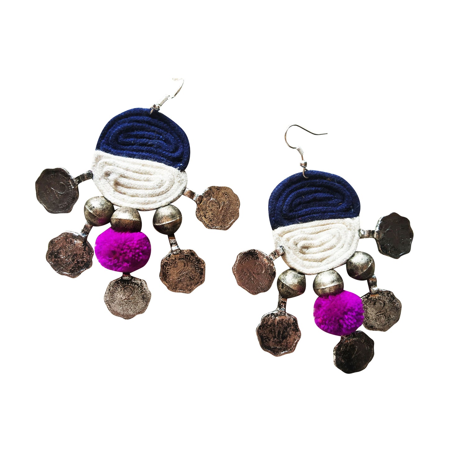 Deep Blue Coin Earrings