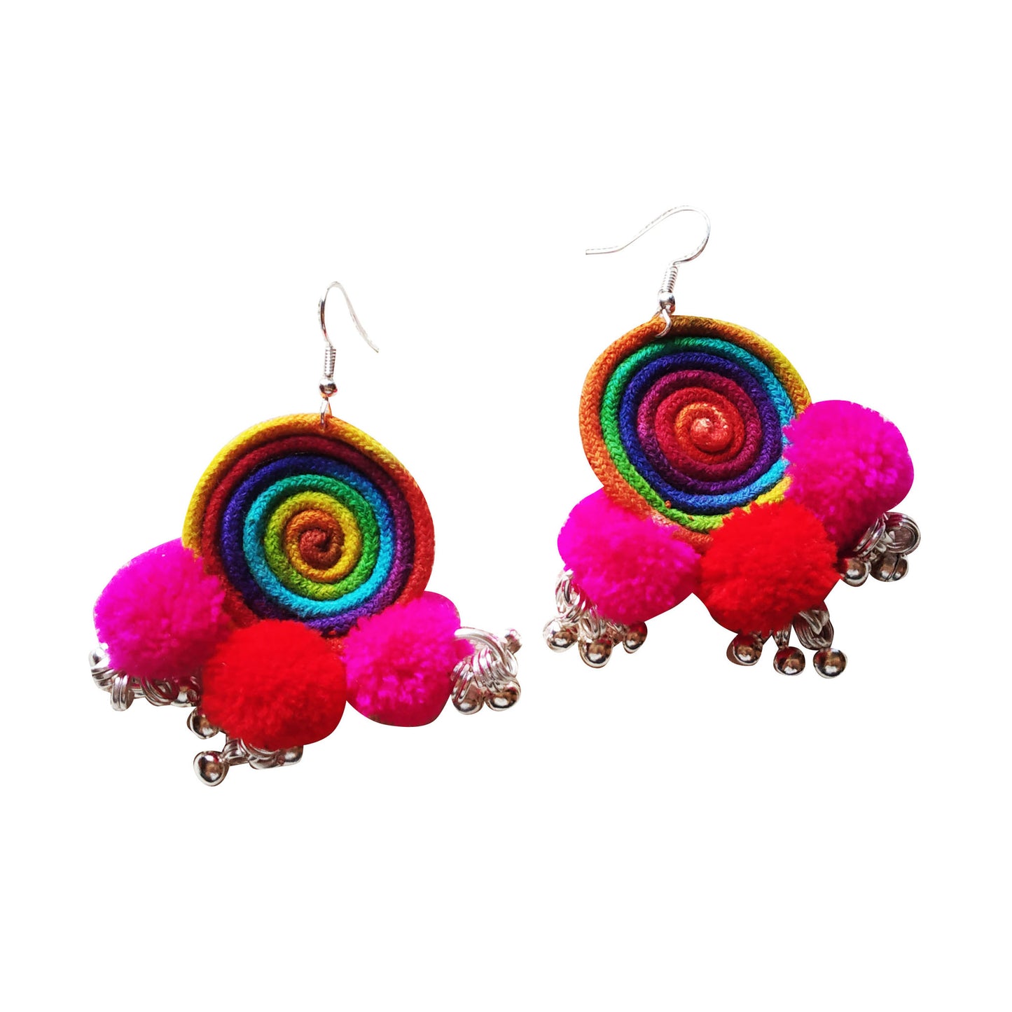 Multicolor Pompom Earrings