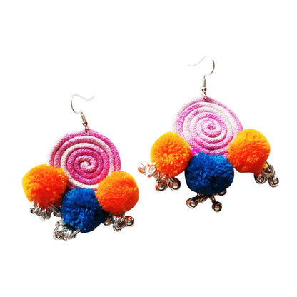 Shaded Pink Pompom Earrings