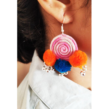 Shaded Pink Pompom Earrings