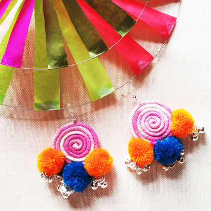 Shaded Pink Pompom Earrings