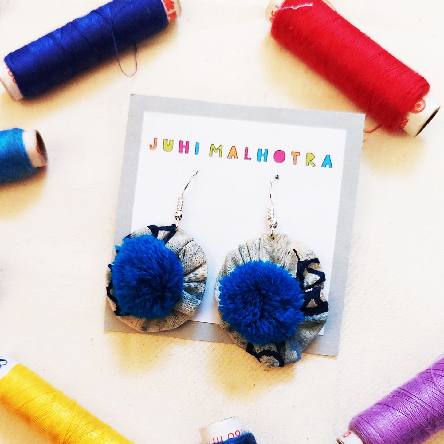 Shaded Indigo Flower Earrings