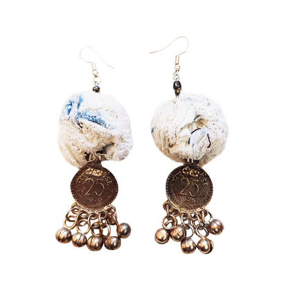 Fabric Pompom Earrings