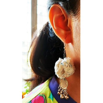 Fabric Pompom Earrings