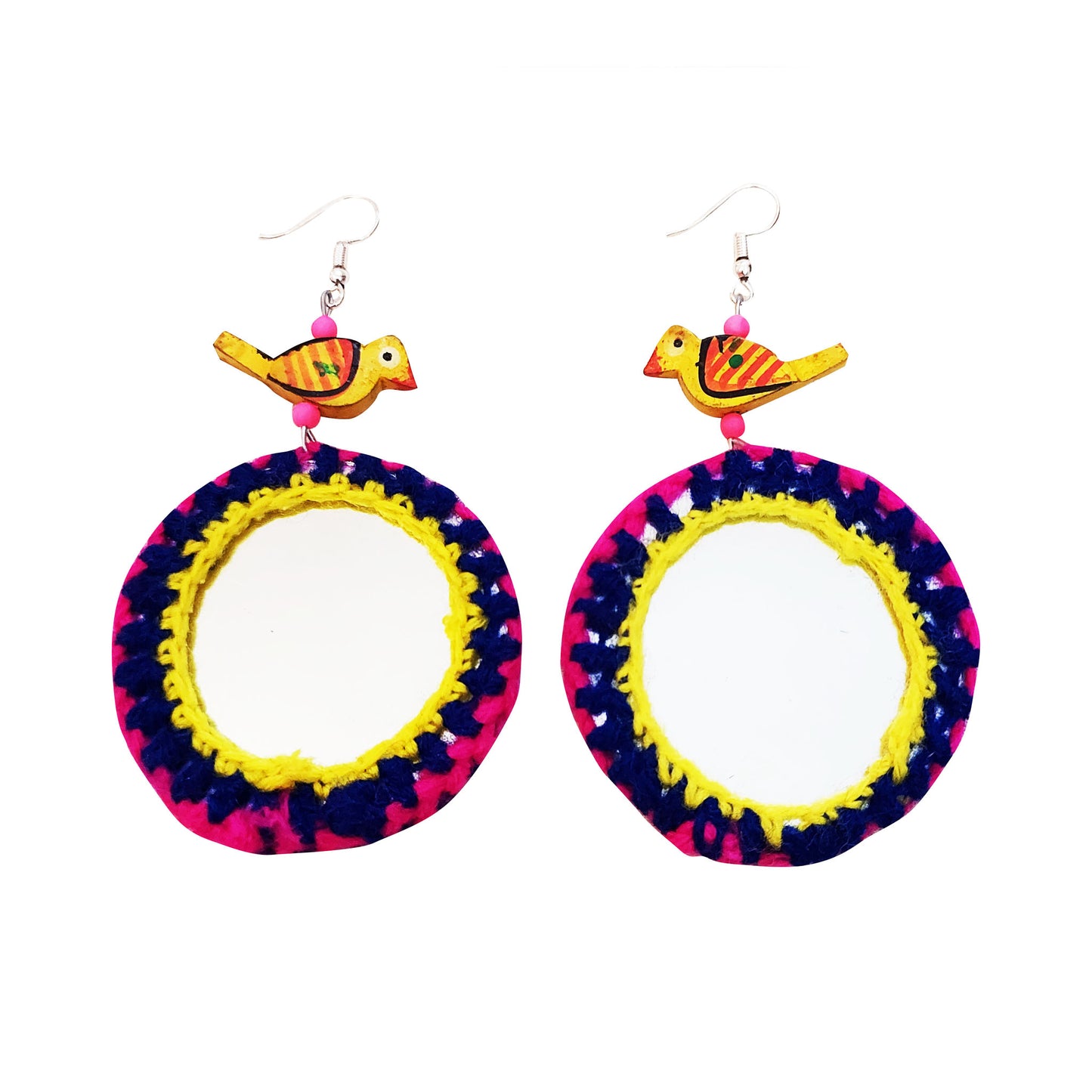 Yellow Birdie Mirror Earrings