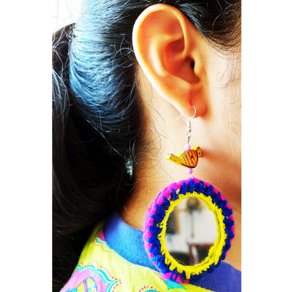 Yellow Birdie Mirror Earrings