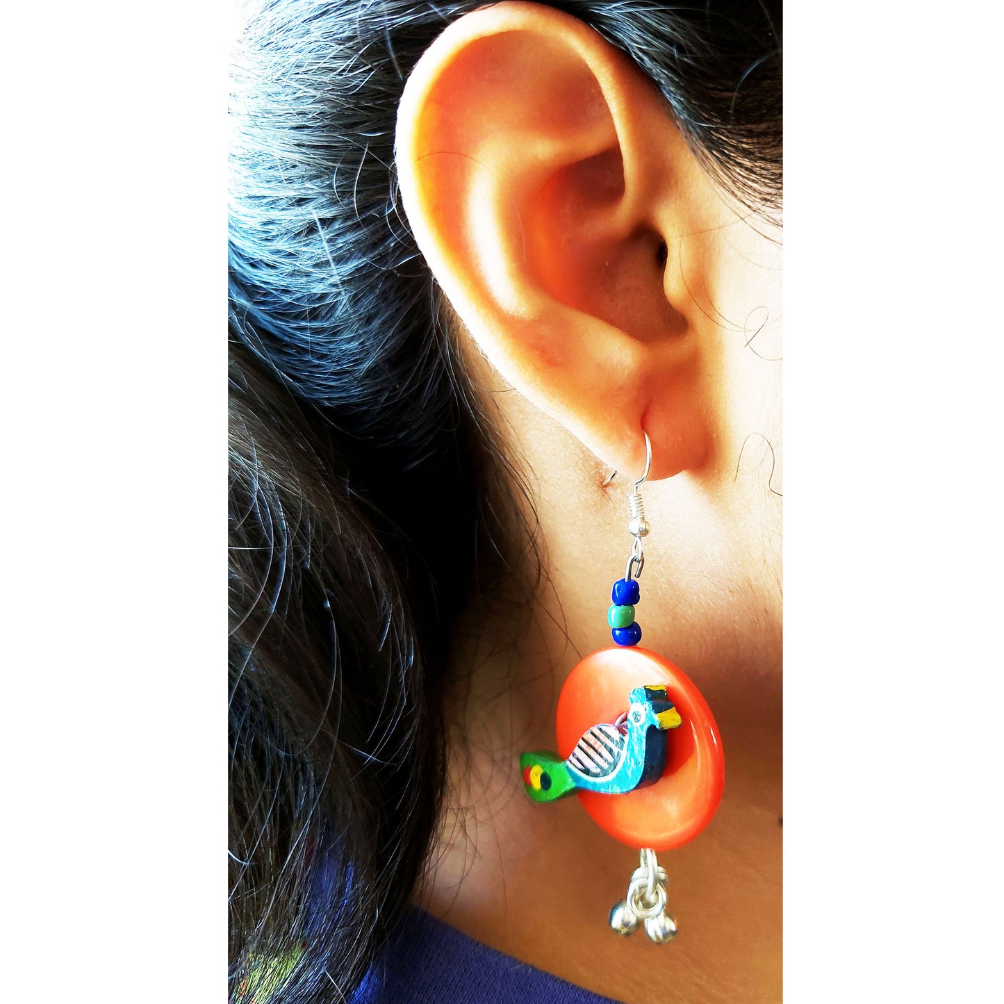 Orange Peacock Earrings