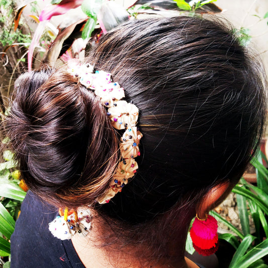 Serene White Beaded Hair Accessory