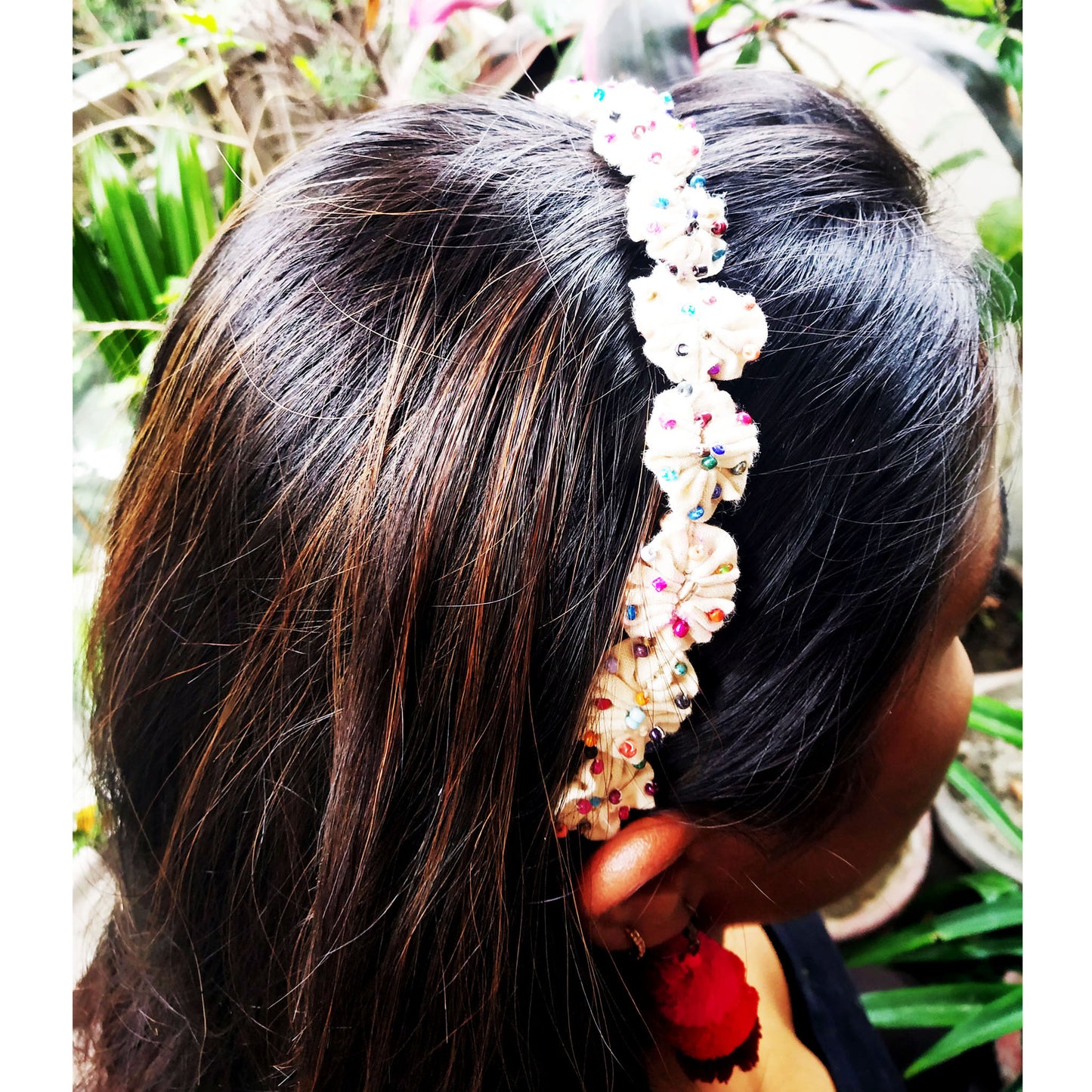 Serene White Beaded Hair Accessory