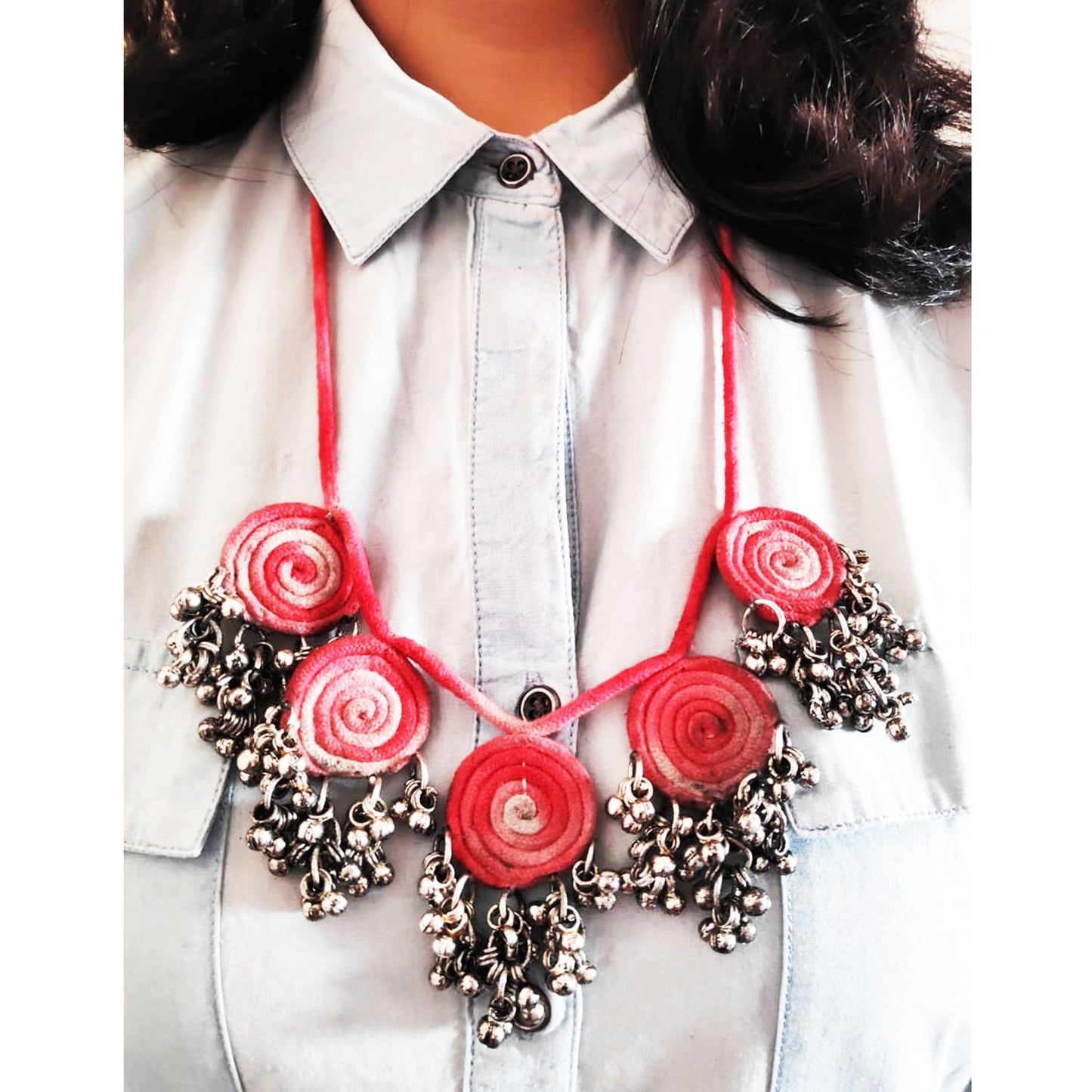 Shaded Red Ghungroo Necklace