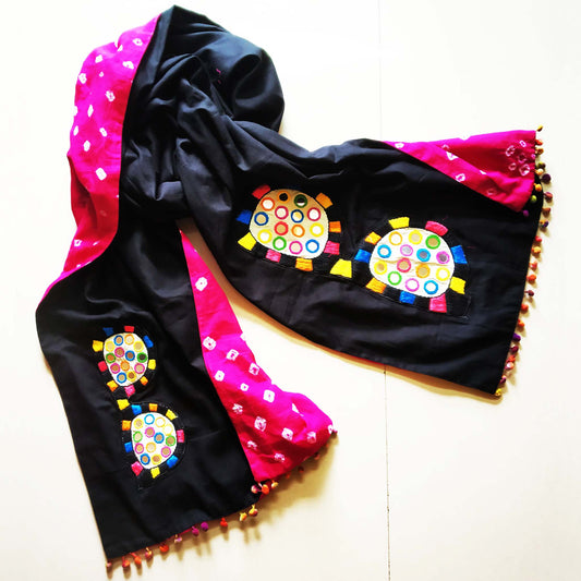 Pink And Black Chashma Stole